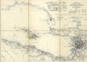 A map showing the island of Kronstadt